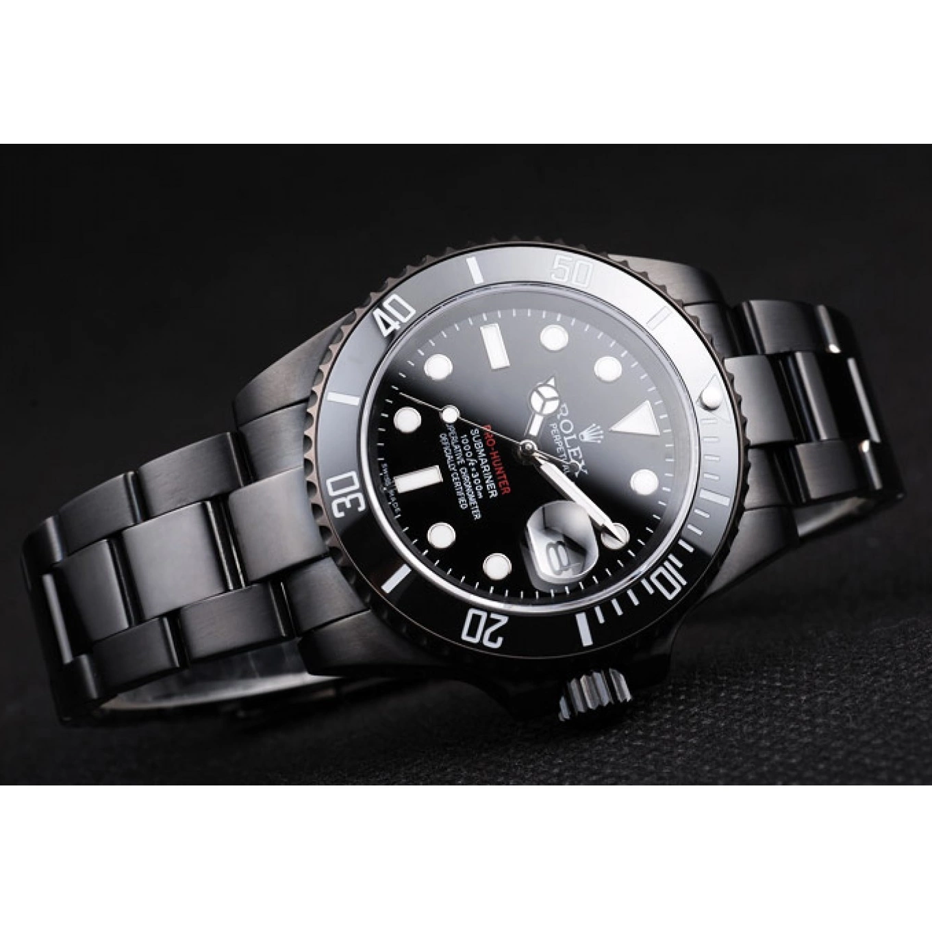 Aaa replica watch Pro-Hunter Steel Submariner Strap Rolex Swiss Dial Black Black 0524
